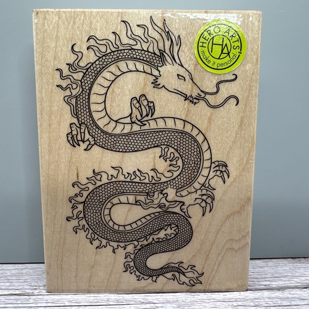 Hero Arts Flame Dragon K6430 Wood Mounted Rubber Stamp